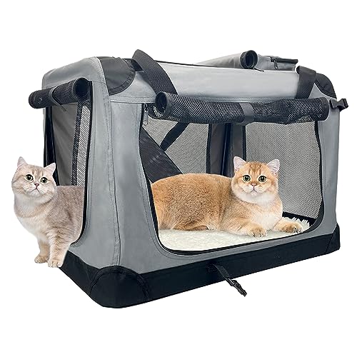 Large Cat Carrier for 2 Cats (Grey)