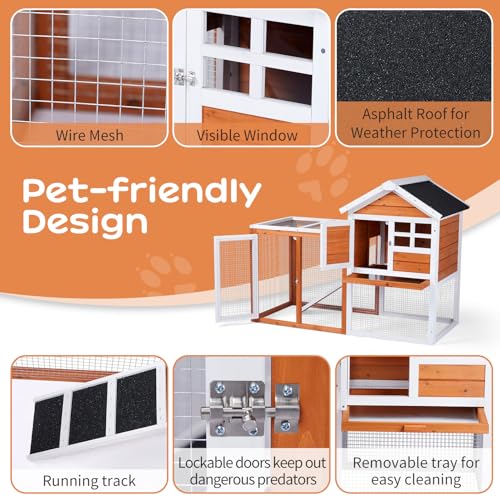 Rabbit Hutch Small Wood Chicken Coop (Orange)