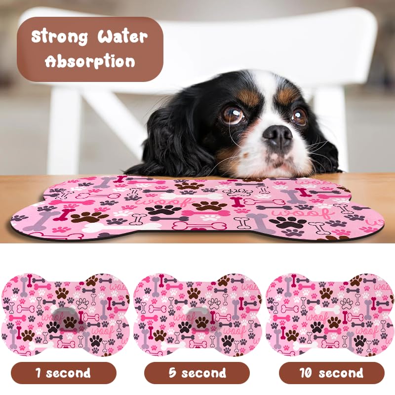 Dog Food Mats for Floors Waterproof (Pink / 19"L x 12"W)