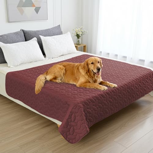 Pet Bed Cover Dog Bed Blanket for Sofa and Furniture Waterproof New Pattern Design (82x82 Inch (Pack of 1) / Burgundy)