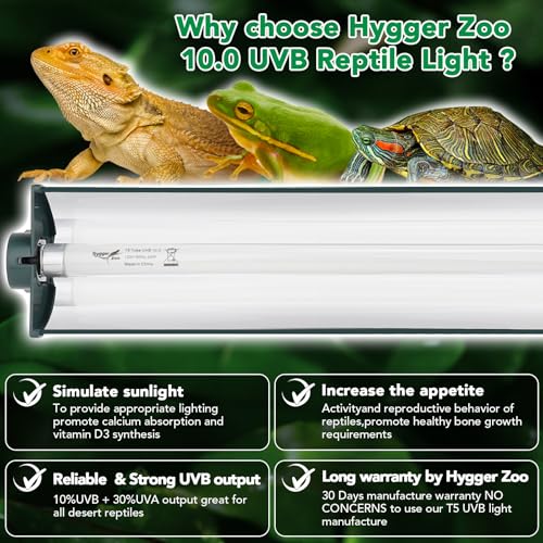 T5 Reptile Light Fixture Green Combo Kit 8W Light Fixture Reptile Terrarium Hood 10.0 UVB Light Bulb Fluorescent Tube Ideal for Tropical and Deserts Such as Bearded Dragon Lizards and Tortoises (8W-Green / 8W 12.4IN Green)