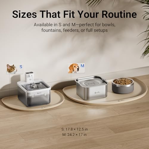 Dog Food Mat Silicone Waterproof Feeding Mat (24"L x 17"W / Almond)