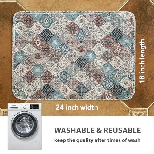 4PACK Washable Pee Pads for Dogs (18x24 Inch (Pack of 4) / Dark Red/Multi)