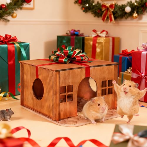 Wooden Guinea Pig Hideout (Brown Style 1 / Medium)