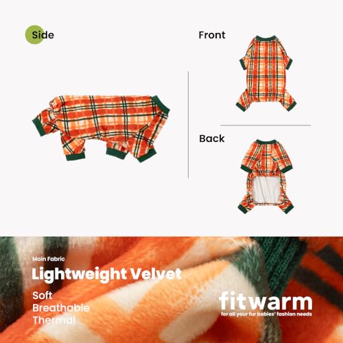 Plaid Dog Fleece Pajamas (Orange Plaid / X-Large)