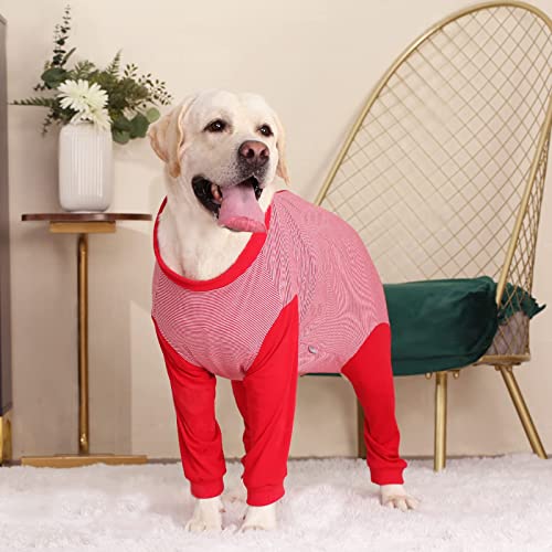 Dog Onesie Surgery Recovery Suit for Large Medium Bodysuit Dogs Pajamas PJS Full Body for Shedding (X-Large / Red)