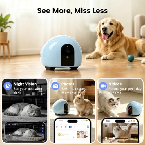 Pet Camera Robot with Treat Dispenser & Laser (Blue)