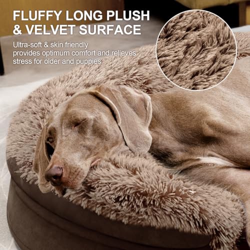 Fluffy Calming Jumbo Orthopedic Dog Beds for Extra Large Dogs (Brown / 48.0"Lx35.0"Wx7.6"H)