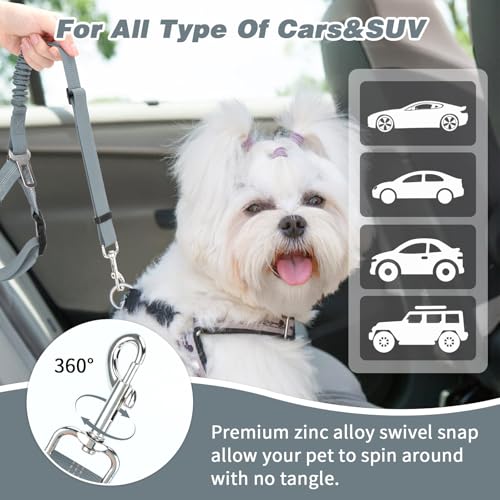 2 Pack Dog Seat Belt for Car (Grey)