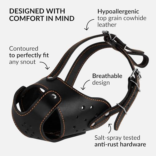Leather Basket Muzzle for Pitbull & Amstaff (Black Basket)
