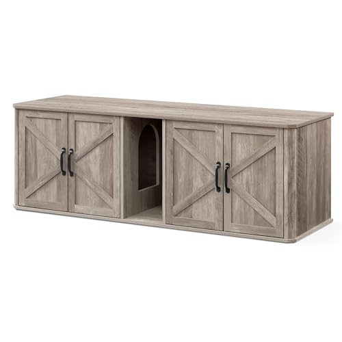 Double Cat Litter Box Enclosure (Heather Griege / XXL (59"L x 19"W x 19.5"H))