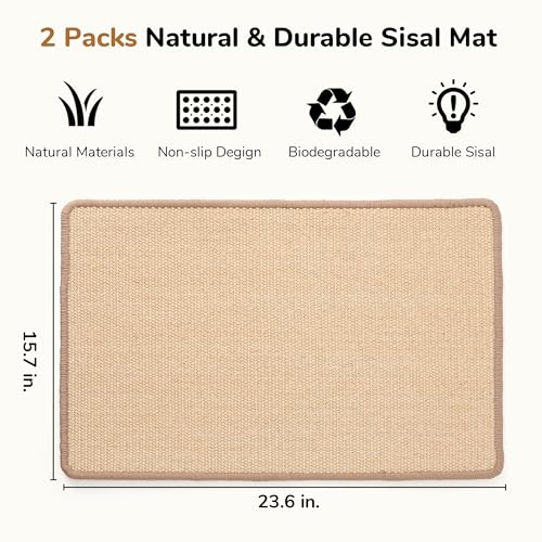 2 Packs Cat Scratching Mat (Beige-2 Packs-23.6 x 15.7 Inch)