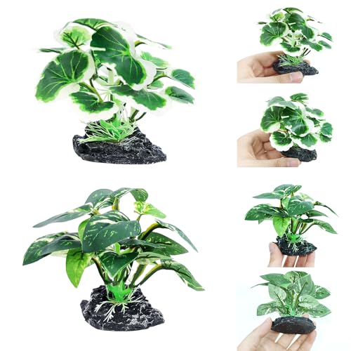 8PCS Betta Fish Tank Decorations Aquarium Decorations Artificial Plastic Plants Ornament for Hiding Fish Reptil (D-8pcs Set/Green)