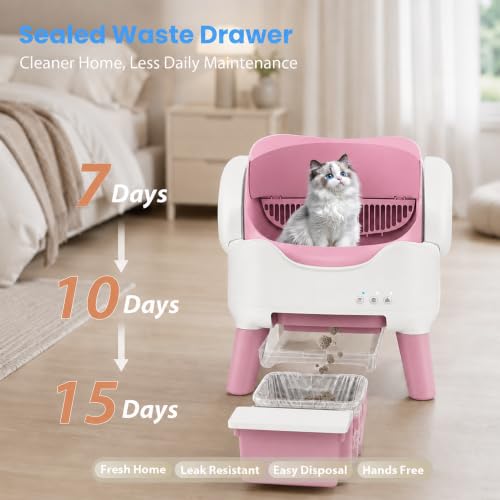 Self Cleaning Litter Box with APP (Pink)