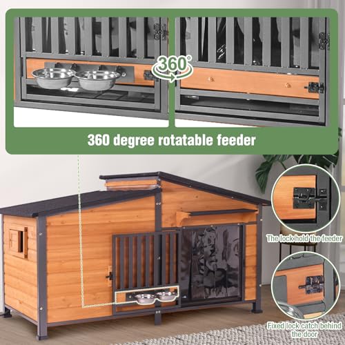 60‘’ Extra Large Heated Dog House Outdoor Weatherproof Dog Shelter with Anti (Heated Dog House)