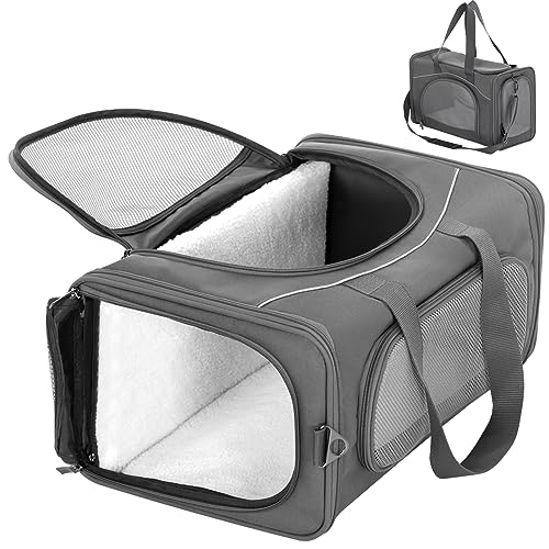Airline Approved Pet Carrier for Small Dogs & Cats (Grey / 19.0"L x 9.5"W x 12.0"H)