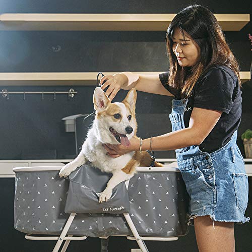 Portable Foldable Dog Bathtub for Small & Medium Dogs (Gray)