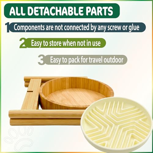 Raised Slow Feeder (Height: 10" Tray: 8" / Bamboo-Yellow)