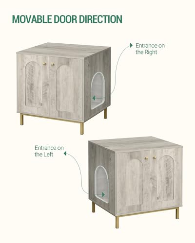 Cat Litter Box Enclosure (23.6"L x 19.7"W x 24"H / Greige and Gold)