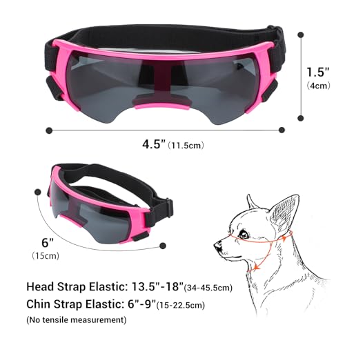 Dog Goggles for Small Dog Doggy Goggles with Adjustable Straps Windproof Eye Protection Pet Sunglasses Anti (Pink / Small)