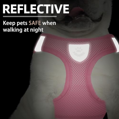 Dog Harness Collar and Leash Set No Pull for Small Medium Sized (Solid LightPink / M (CHEST 16"-18"))