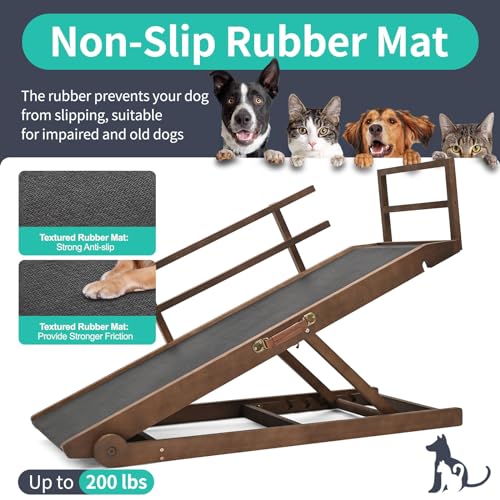 Dog Ramp for Bed & Couch (Brown / L-for 27.5''H Bed)