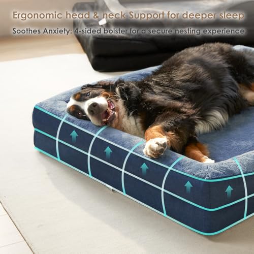 Orthopedic XL Dog Bed for Large Dog (Navy / 42x30x7.5)