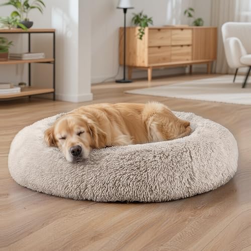Dog Beds Large Sized Dog and Cats (Brown / 32.0"L x 32.0"W x 8.0"Th)