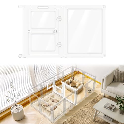 Add On Whelping Gate & Panel for AuraSpace Acrylic Indoor Dog Playpen (White / 30"H)