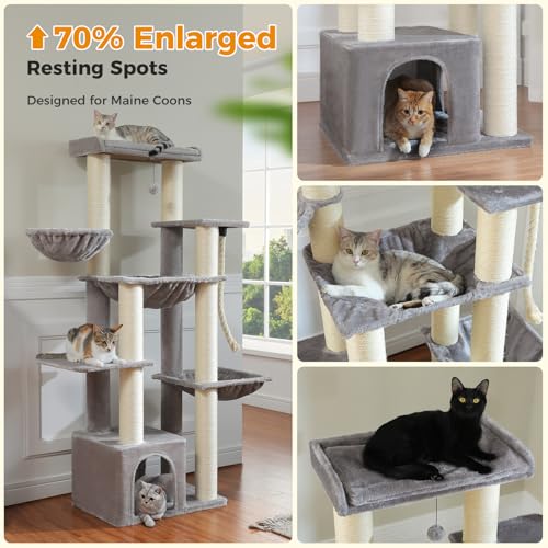 67" Heavy Duty Cat Tree for Maine Coon (Grey / 67in)