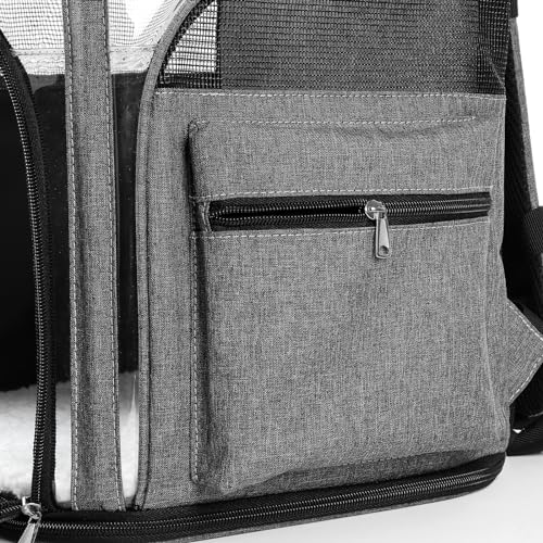 Cat Carrier Backpack for Small Medium Cats Dogs Backpack Puppies up to 26 Lbs (15.0"L x 12.2"W x 18.5"H / Gray)