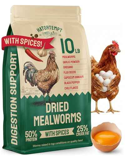 10lb Dried Mealworms with Digestive Spice Mix for Chickens (10 Pound (Pack of 1))