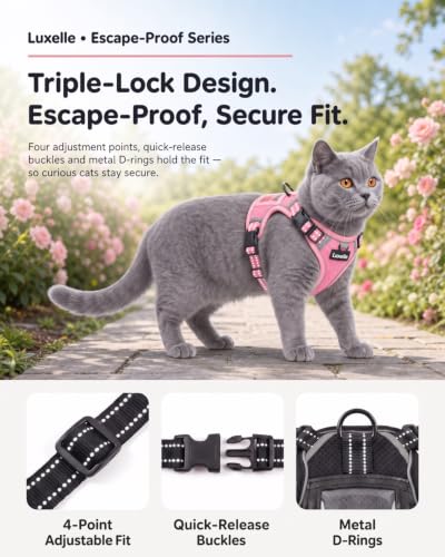 Escape Proof Cat Harness and Leash Set (Pink / S)