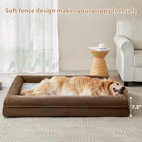 XXXL Big Large Orthopedic for Senior Dog Bed Comfy Sleeping (Brown / XXX-L (53x43x7.5in))