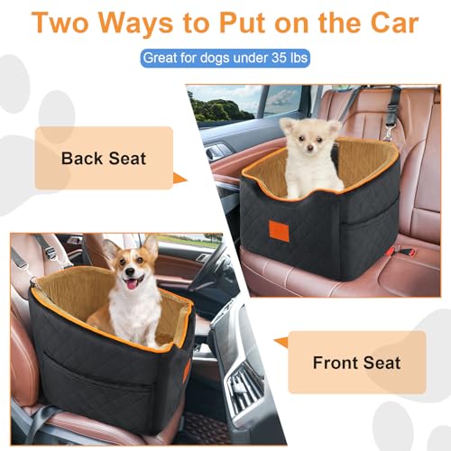 Dog Car Seat for Small (Black/Brown)