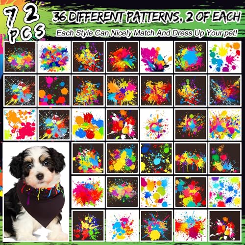 72 Packs 4th of July Dog Bandanas Bulk America Flag Patriotic Pet Bandanas Triangle Scarf Bibs Adjustable Dogs Bandana for Pet Independence Day