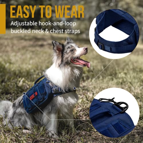 Dog Backpack for Medium & Large Dogs (Blue / Large)