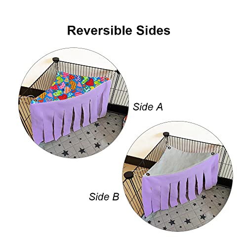 Guinea Pig Hideout Hideaway Corner Fleece Toys Cage Accessories (Pink+Purple)