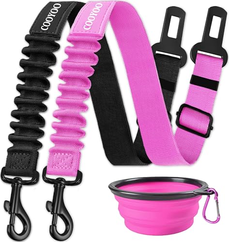 Dog Seat Belt (Set 02-Black+Pink)