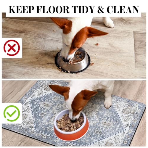 Dog Food Mats for Floors (Blue / L(17"×30"))