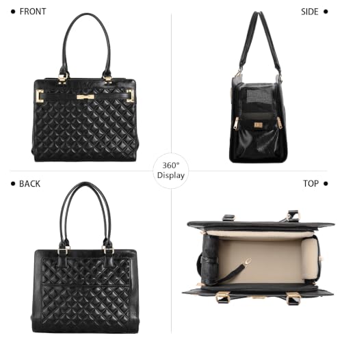 2-in-1 Stylish Dog Purse Carrier Soft-Sided Carriers Travel Tote Bag for Small Dogs Cats, Fashion Foldable Pet Bag for Puppies Small Animals with Pockets (Black Checkered, 15" L x 7.5" W x 12.2" H) (Black checkered / 15" L x 7.5" W x 12.2" H)