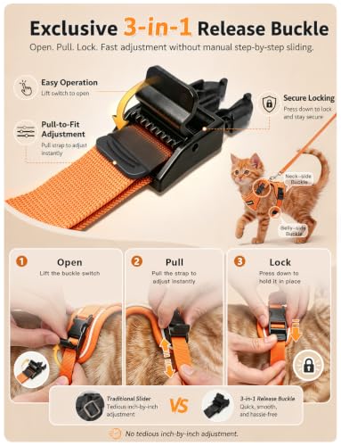 Cat Harness and Leash Set (H600 Pro Orange / Medium (13-18lb))