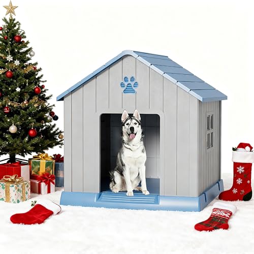 Dog House Outdoor Indoor (Blue / 37.2" L × 40" W × 40" H)