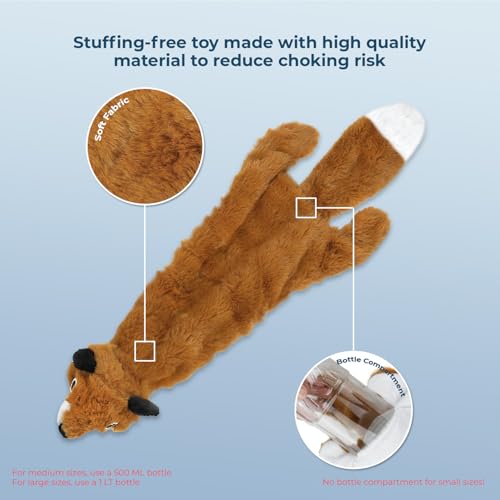 2-in-1 Stuffless Squeaky Dog Toy - Fox, Small (Brown/Fox / Small)
