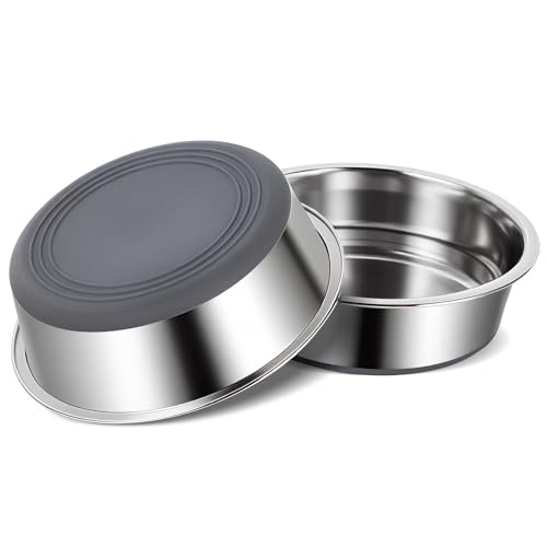 Dog Bowls Food Grade Stainless Steel for Food and Water (Gray / 7 Cup)