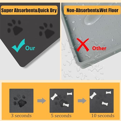 Pet Feeding Mat Dog Cat Food Mat for Floors Waterproof Food and Water Bowl Mats for Indoor Absorbent Non (Light Gray-JY / 12"×20")