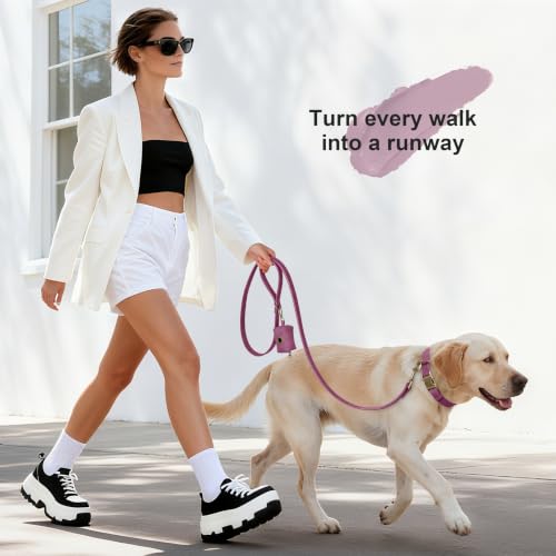 Soft PU Leather Dog Collar for Large Dogs (L：Fit 16-22" Neck, Width 1" / Purple)