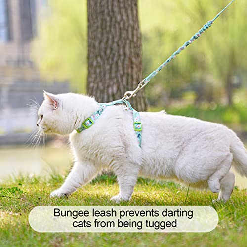 Cat Harness and Leash Set (Medium(Chest: 14"-22") / Green Flower)