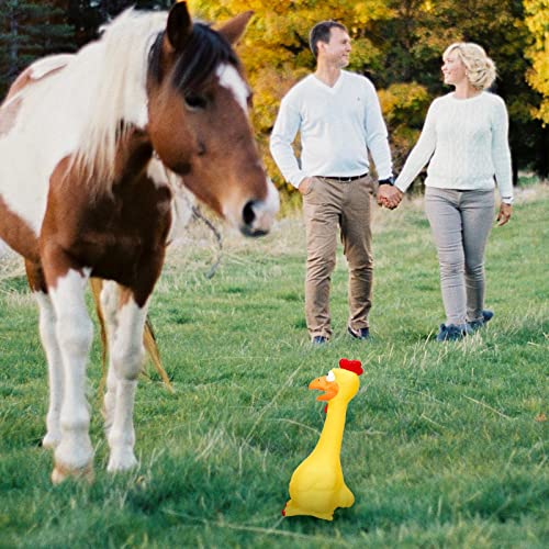 1 Pcs Horse Toys Latex Squeaky Squeeze Chicken Squeak Turkey Balls (Yellow)