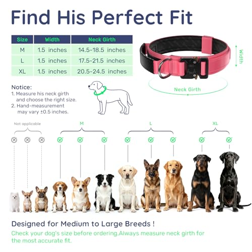 Premium Tactical Dog Collar (Pink / L: Fits Neck 17.5"-21.5")